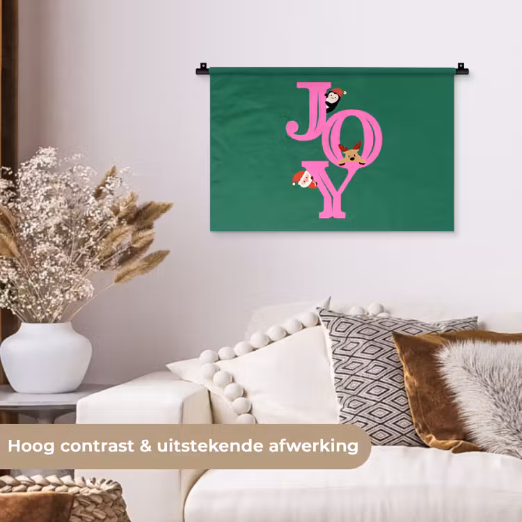 Wandkleed - Joy - Kerst - Animatie - Roze - Groen — 4