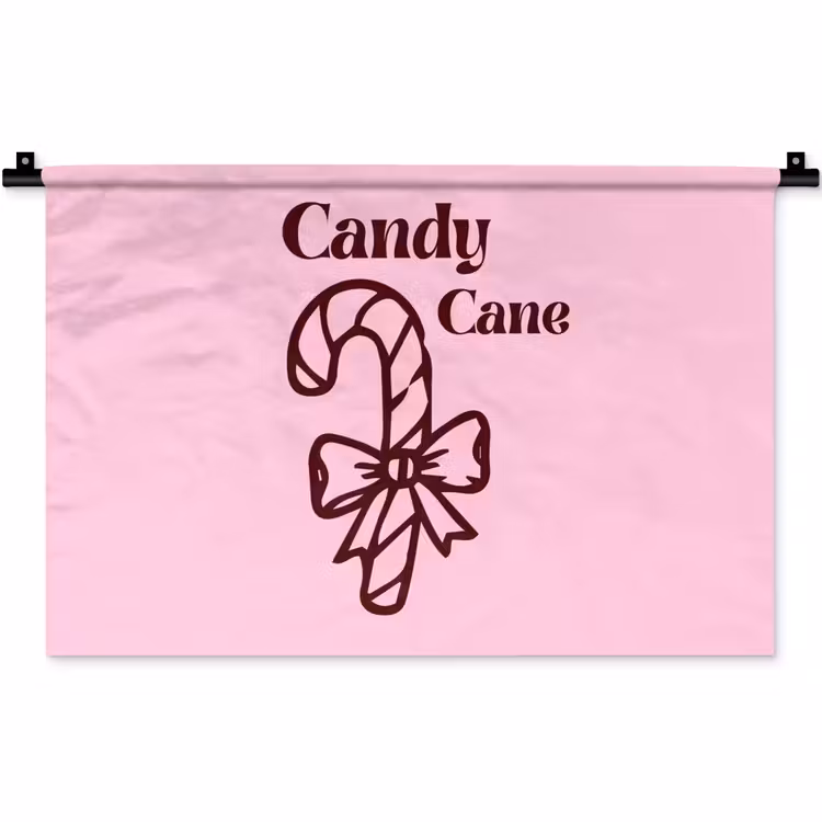 Wandkleed - Kerst - Snoep - Tekst - Bruin - Roze — 1