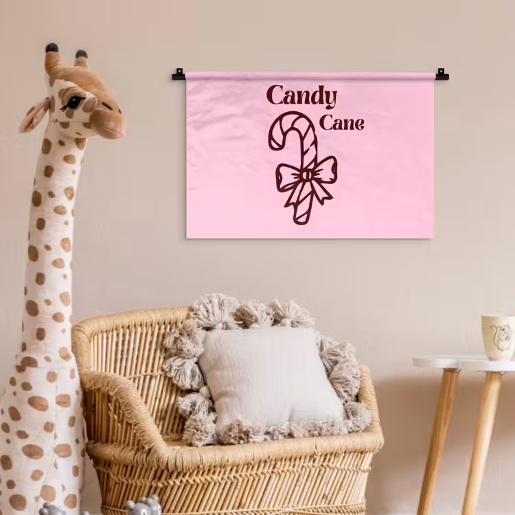 Wandkleed - Kerst - Snoep - Tekst - Bruin - Roze — 5