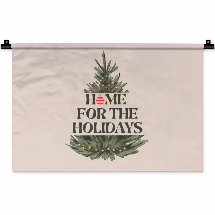 Wandkleed - Kerst - Tekst - Kerstboom - Beige — 1