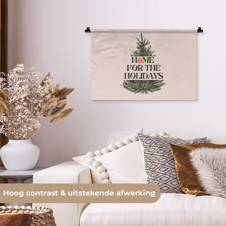 Wandkleed - Kerst - Tekst - Kerstboom - Beige — 4