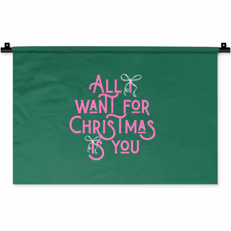 Wandkleed - Kerst - Tekst - Roze - Groen — 1
