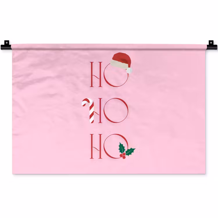Wandkleed - Kerst - Tekst - Roze - Illustratie — 1