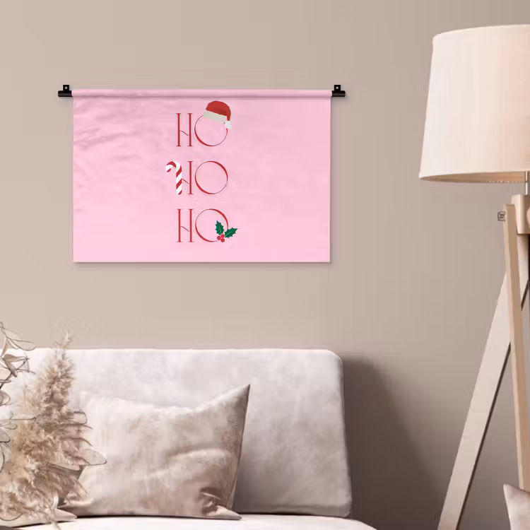 Wandkleed - Kerst - Tekst - Roze - Illustratie — 2