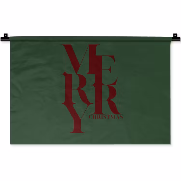 Wandkleed - Merry - Tekst - Groen - Kerst — 1