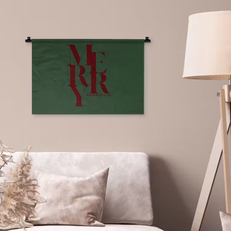 Wandkleed - Merry - Tekst - Groen - Kerst — 2