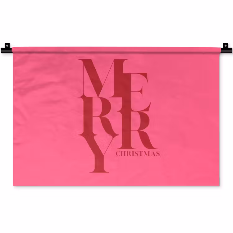 Wandkleed - Merry - Tekst - Kerst - Roze — 1