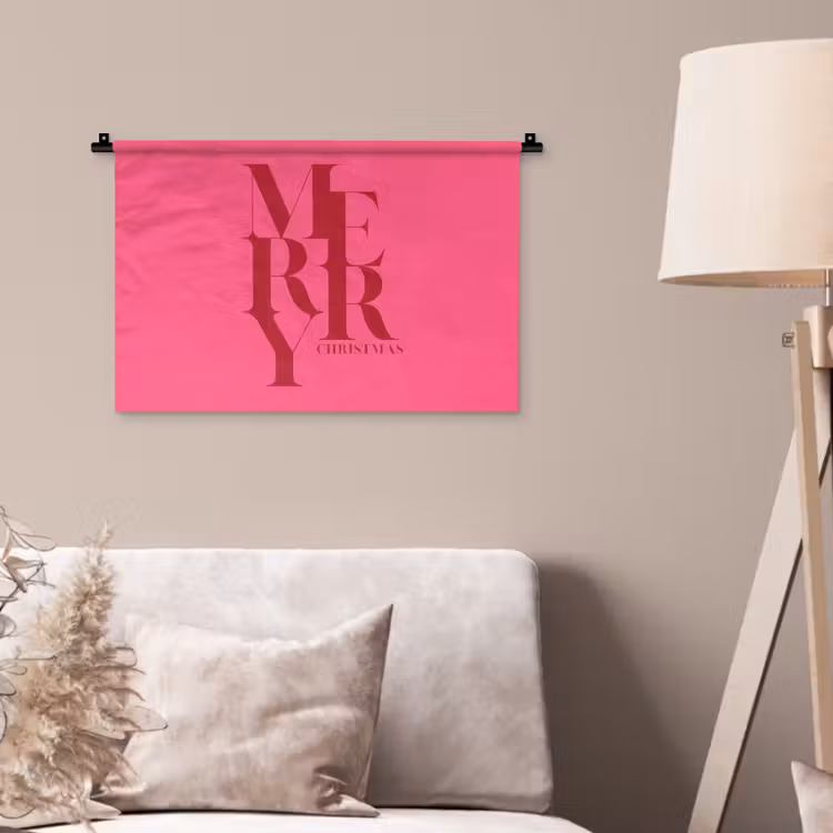 Wandkleed - Merry - Tekst - Kerst - Roze — 2