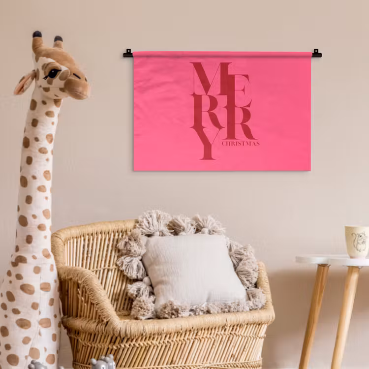 Wandkleed - Merry - Tekst - Kerst - Roze — 5