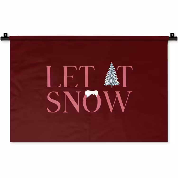 Wandkleed - Tekst - Kerst - Sneeuw - Roze — 1