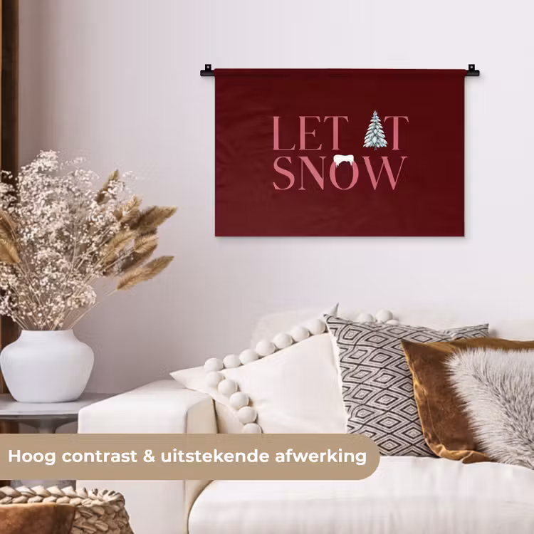 Wandkleed - Tekst - Kerst - Sneeuw - Roze — 4