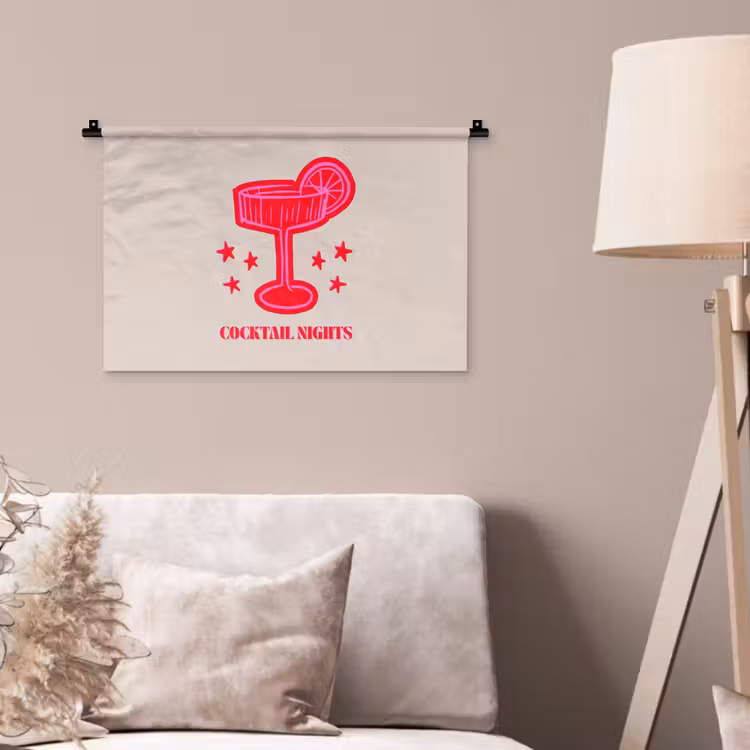 Wandkleed - Cocktail - Kerst - Beige - Roze — 2