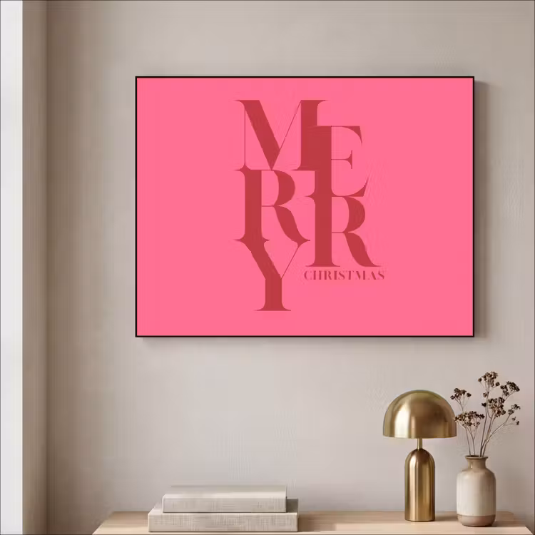 Art frame - Merry - Tekst - Kerst - Roze — 5