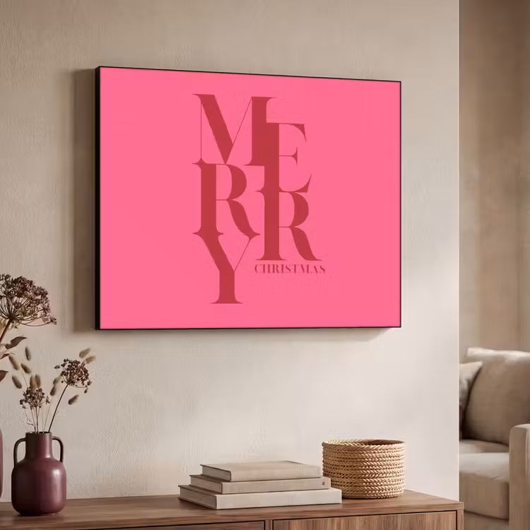Art frame - Merry - Tekst - Kerst - Roze — 7