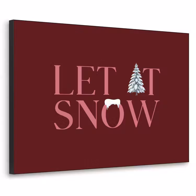 Art frame - Tekst - Kerst - Sneeuw - Roze — 1