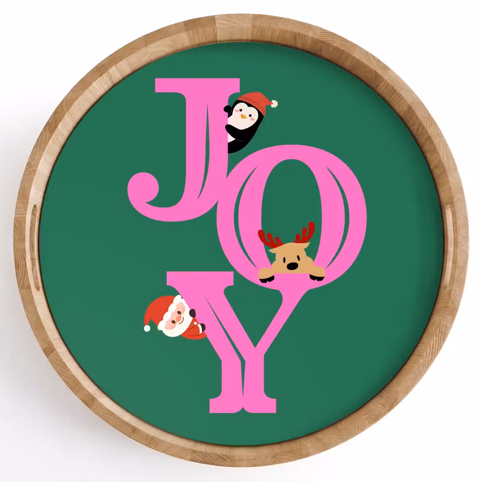 Dienblad - Joy - Kerst - Animatie - Roze - Groen — 1