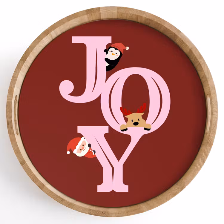 Dienblad - Joy - Kerst - Animatie - Rood - Roze — 1