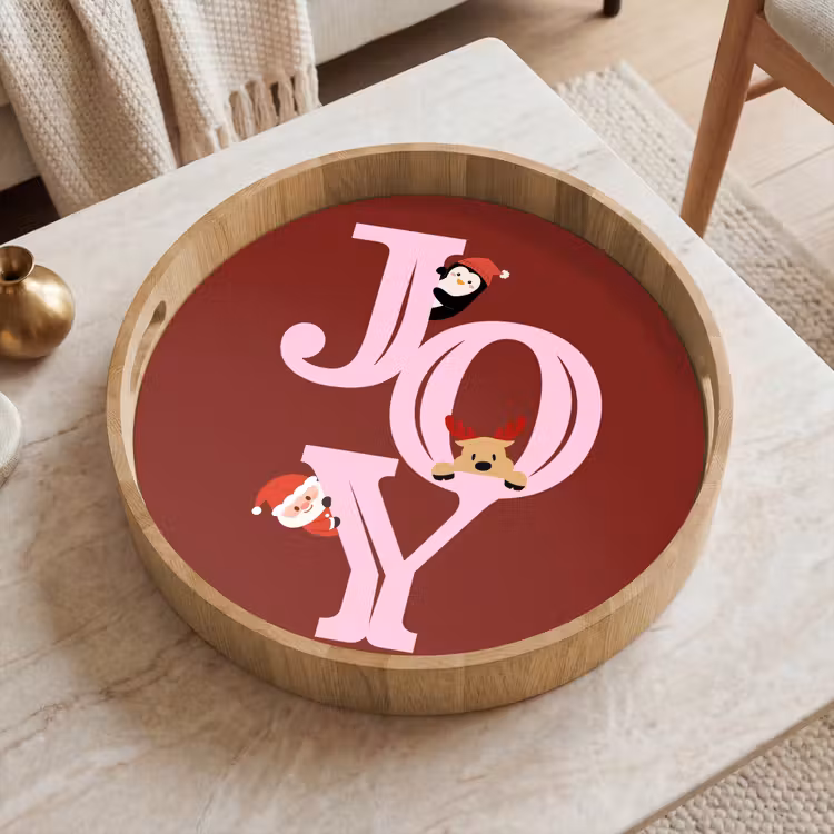 Dienblad - Joy - Kerst - Animatie - Rood - Roze — 2