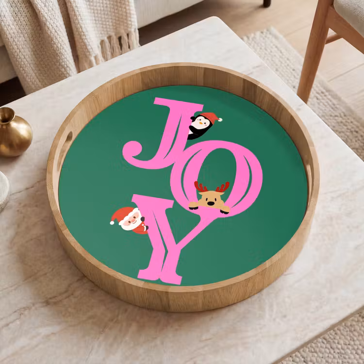 Dienblad - Joy - Kerst - Animatie - Roze - Groen — 2