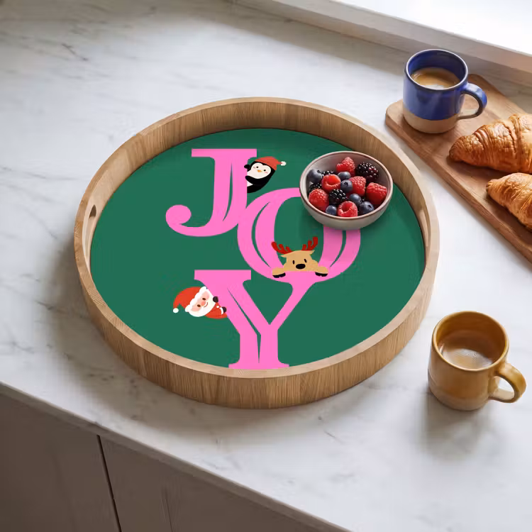 Dienblad - Joy - Kerst - Animatie - Roze - Groen — 4