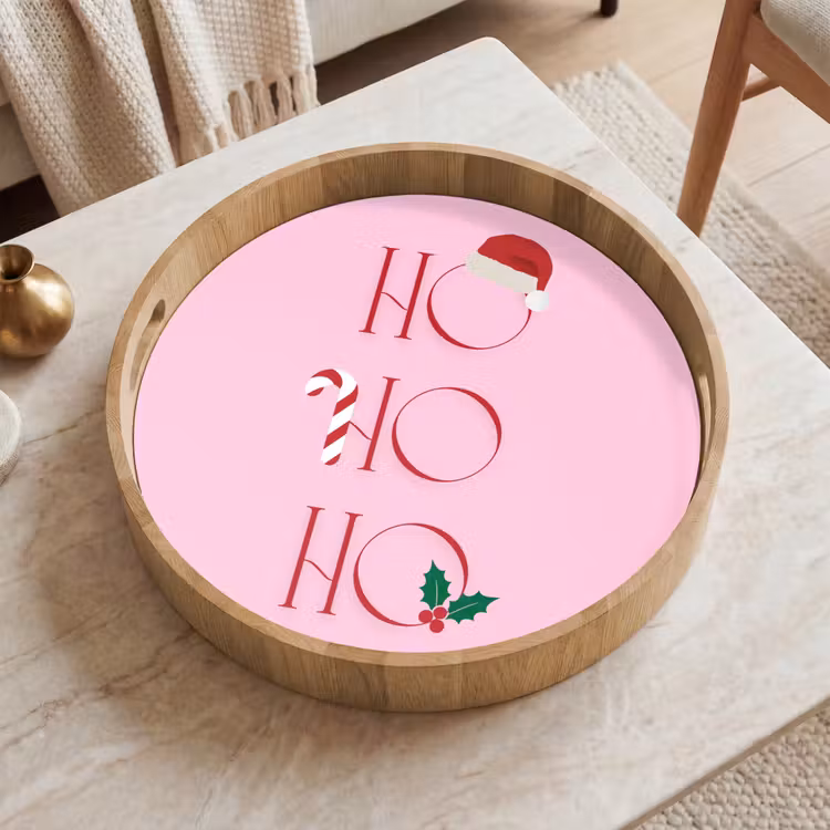 Dienblad - Kerst - Tekst - Roze - Illustratie — 2