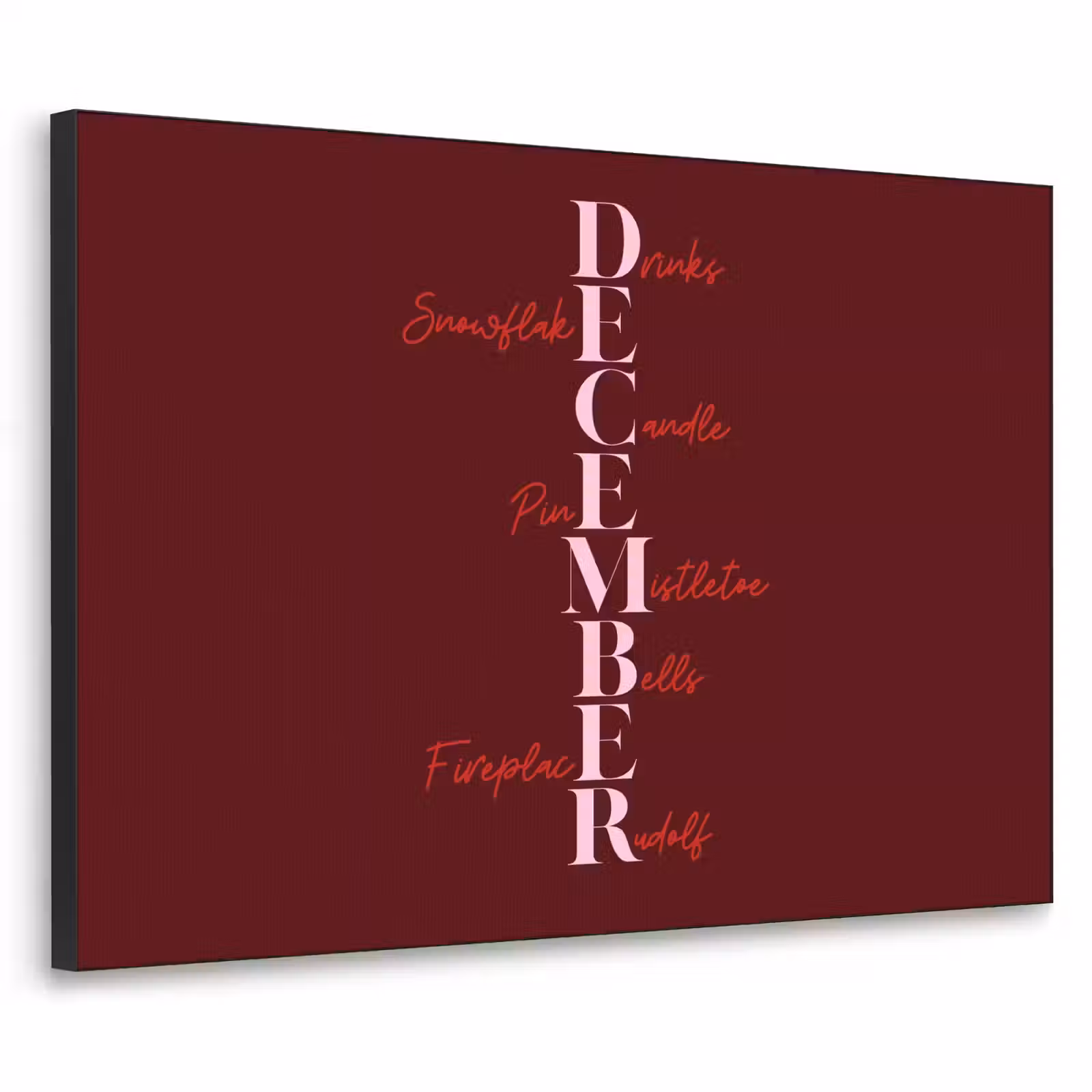 Art frame - December - Tekst - Kerst - Burgundy — 1