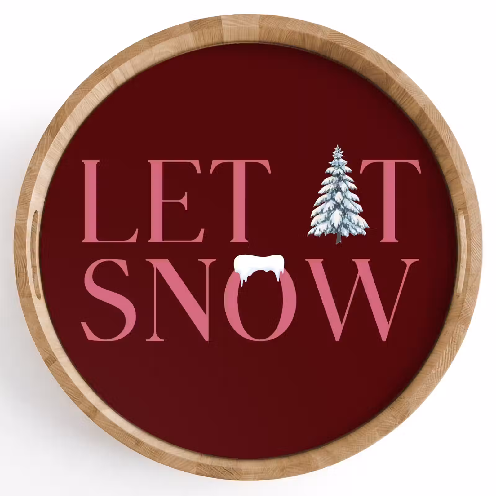 Dienblad - Tekst - Kerst - Sneeuw - Roze — 1