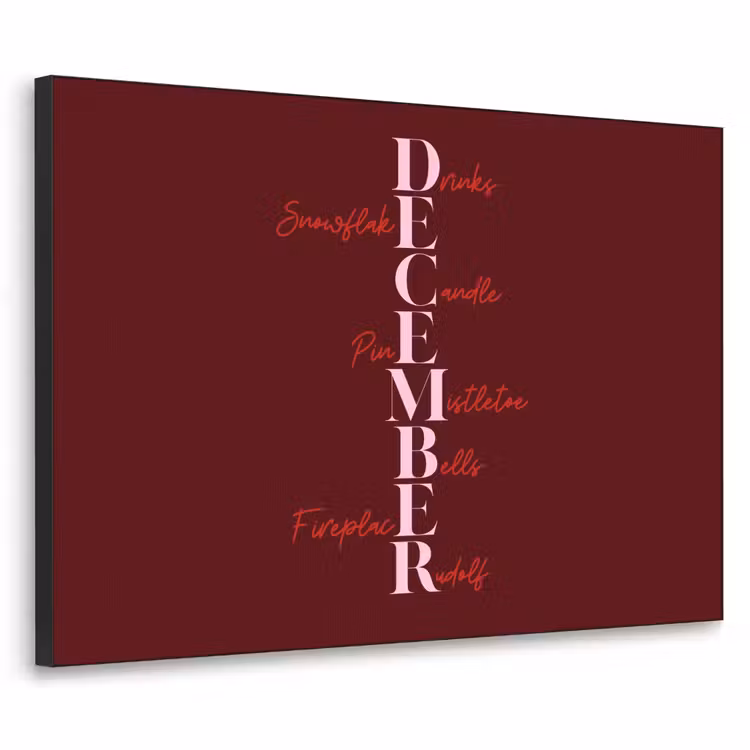 Art frame - December - Tekst - Kerst - Burgundy — 1