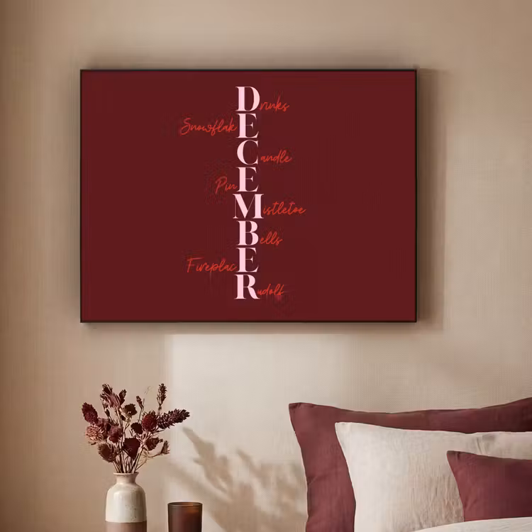 Art frame - December - Tekst - Kerst - Burgundy — 3