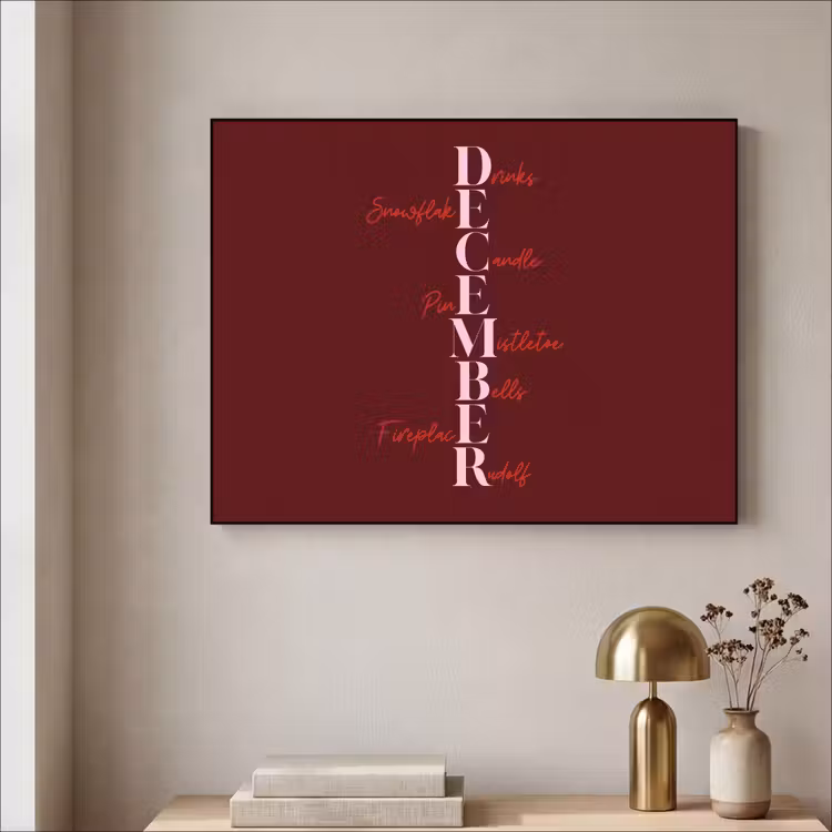 Art frame - December - Tekst - Kerst - Burgundy — 5