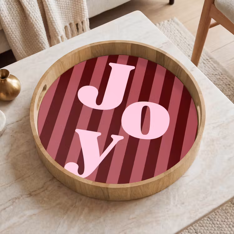 Dienblad - Joy - Kerst - Tekst - Roze — 2