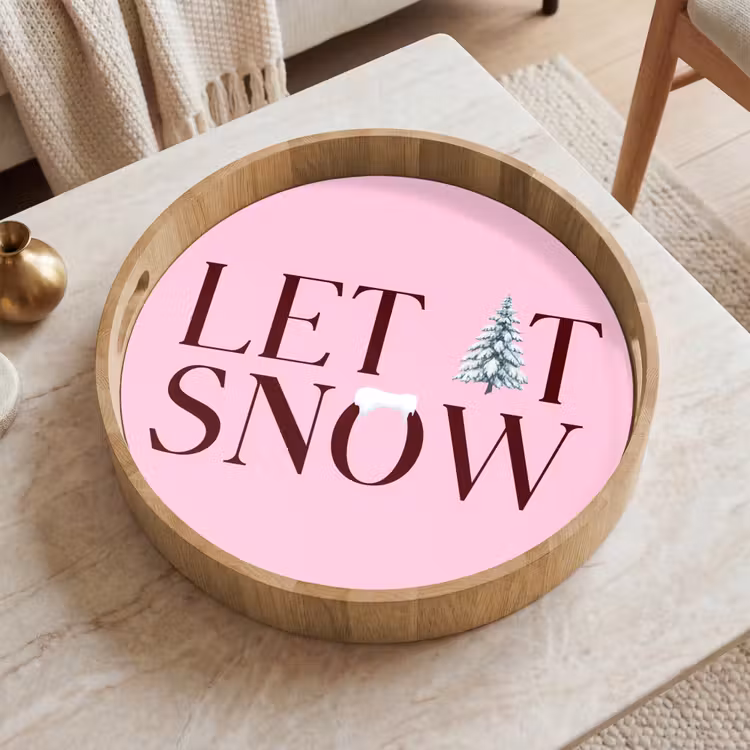 Dienblad - Kerst - Tekst - Sneeuw - Roze — 2