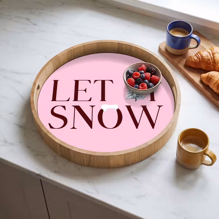 Dienblad - Kerst - Tekst - Sneeuw - Roze — 4