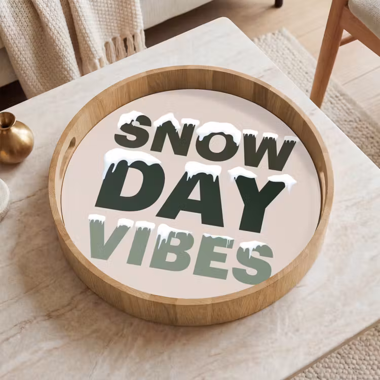Dienblad - Sneeuw - Tekst - Kerst - Beige — 2