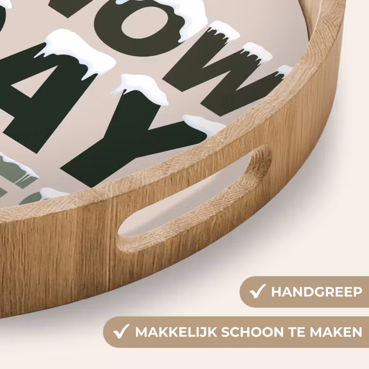 Dienblad - Sneeuw - Tekst - Kerst - Beige — 5