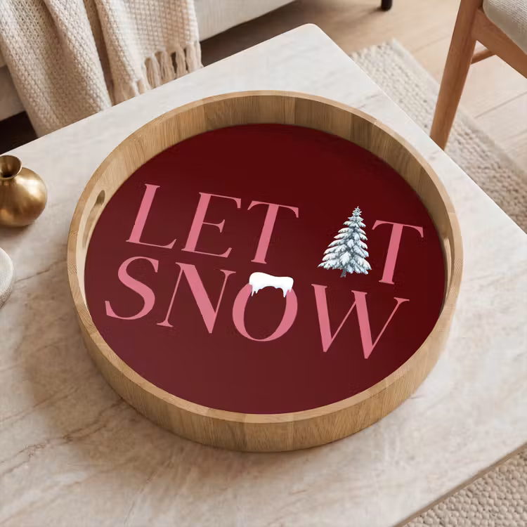 Dienblad - Tekst - Kerst - Sneeuw - Roze — 2