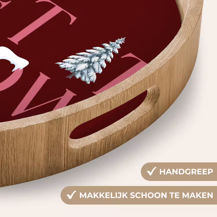 Dienblad - Tekst - Kerst - Sneeuw - Roze — 5