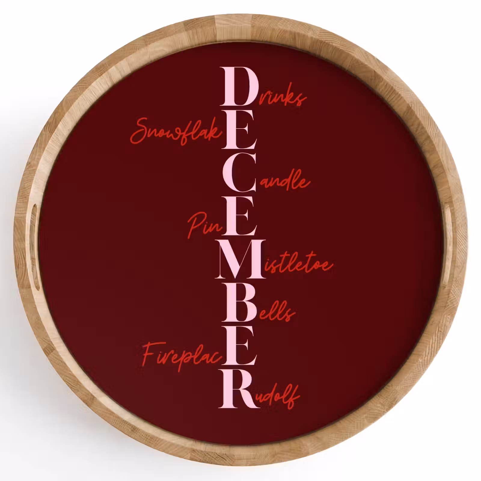 Dienblad - December - Tekst - Kerst - Burgundy — 1