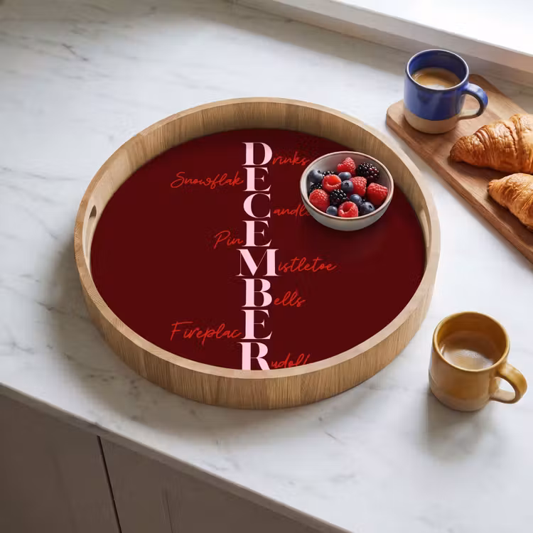 Dienblad - December - Tekst - Kerst - Burgundy — 4