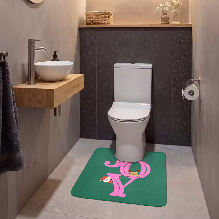 WC Mat - Joy - Kerst - Animatie - Roze - Groen — 2