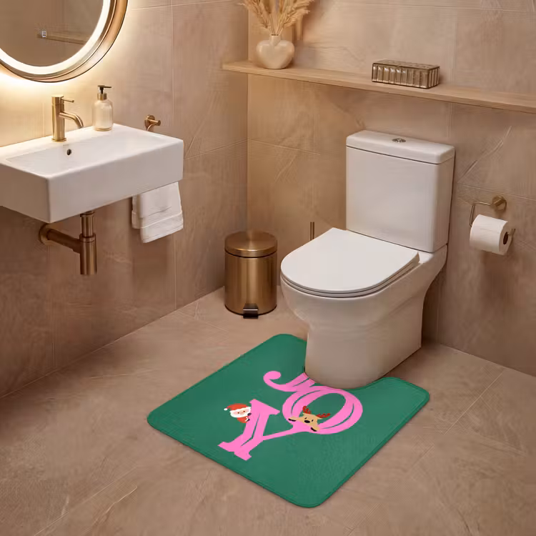WC Mat - Joy - Kerst - Animatie - Roze - Groen — 3