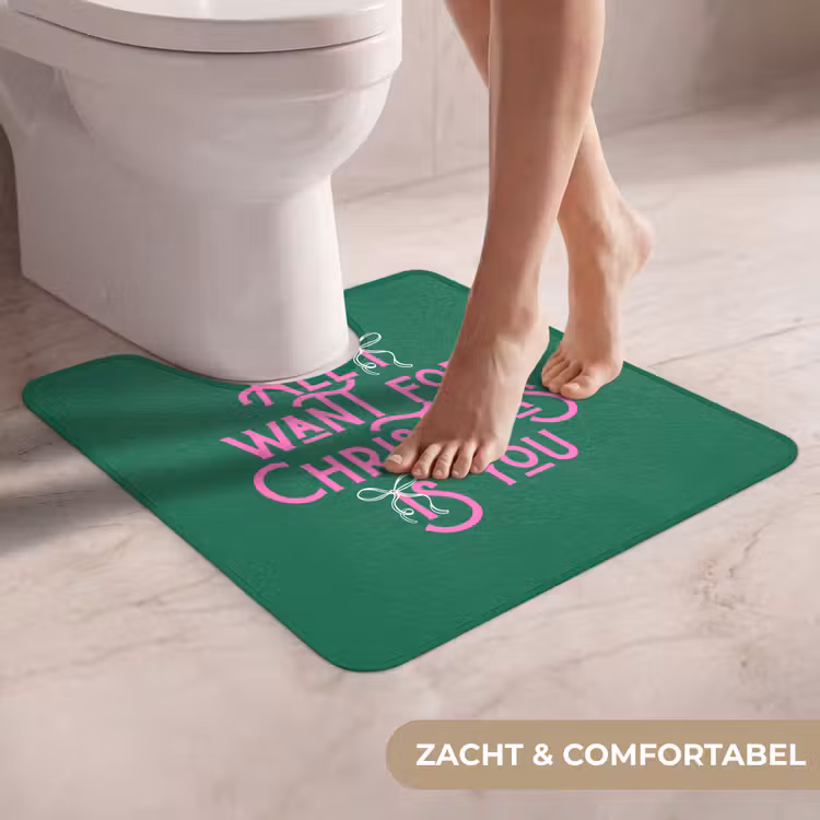 WC Mat - Kerst - Tekst - Roze - Groen — 5