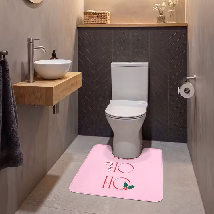 WC Mat - Kerst - Tekst - Roze - Illustratie — 2
