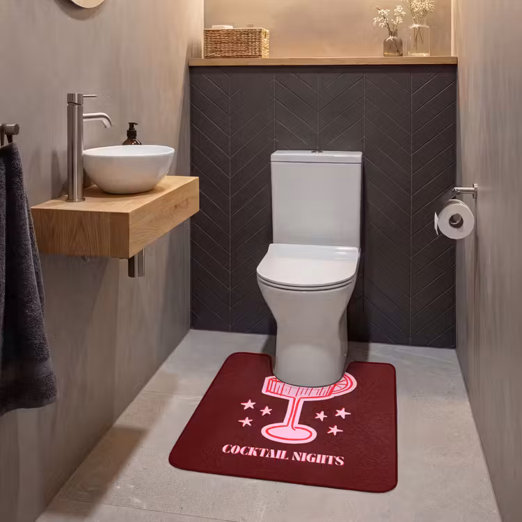 WC Mat - Cocktail - Kerst - Burgundy - Roze — 2