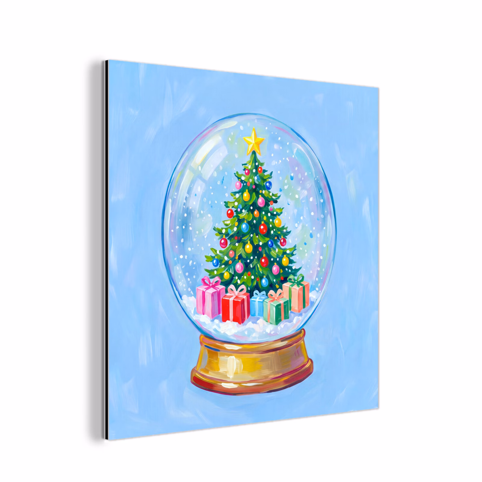 Aluminium schilderij - Sneeuwbol - Kerst - Cadeaus — 1