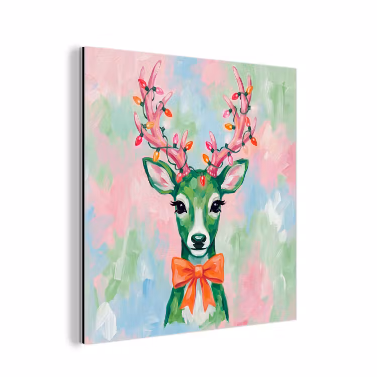 Aluminium schilderij - Hert - Kerst - Dieren — 1