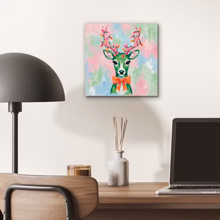 Aluminium schilderij - Hert - Kerst - Dieren — 6