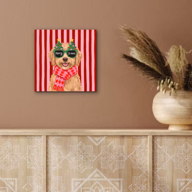 Aluminium schilderij - Hond - Kerst - Rood — 5
