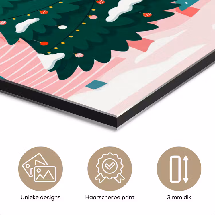 Aluminium schilderij - Kerstbomen - Illustratie - Roze — 7
