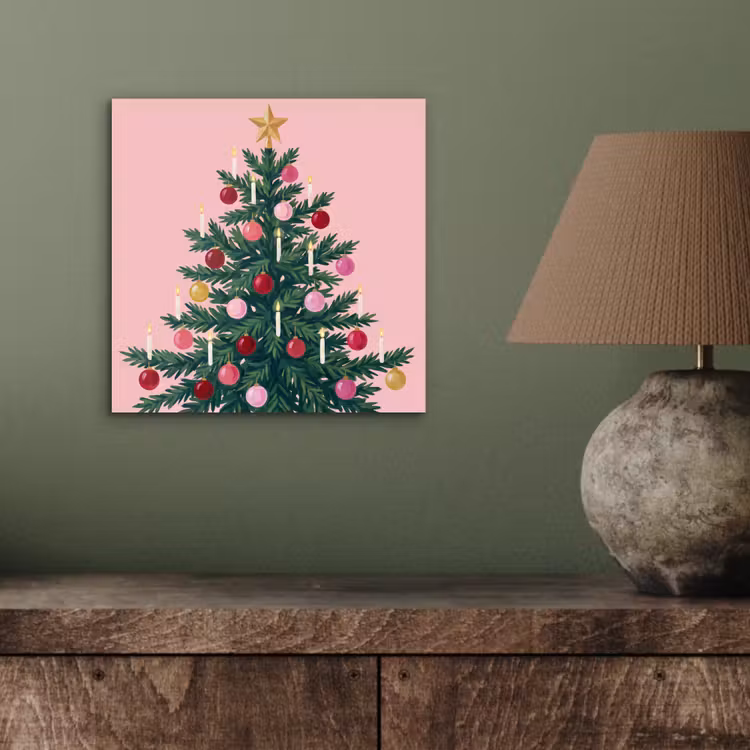 Aluminium schilderij - Kerstboom - Kerst - Roze — 3